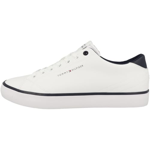 Tommy Hilfiger TH HI VULC CORE LOW LEATHER ESS Vulkanisierte Sneaker Herren, Weiß (White), 44 EU von Tommy Hilfiger