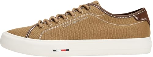 Tommy Hilfiger Herren Vulcanized Sneaker Street Canvas mit Logo, Braun (Rooted Brown), 45 von Tommy Hilfiger