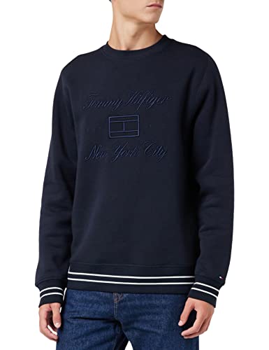 Tommy Hilfiger Herren Tipped Mixed Type Crewneck MW0MW27895 Sweatshirts, Blau (Desert Sky), S von Tommy Hilfiger