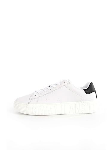 Tommy Jeans Herren Cupsole Sneaker Tommy Jeans Leather Outsole Schuhe, Weiß (White), 41 EU von Tommy Hilfiger