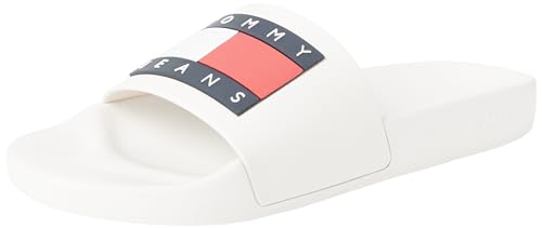 Tommy Jeans Herren Badeschuhe Pool Slide Badelatschen, Weiß (Ecru), 40 EU von Tommy Hilfiger