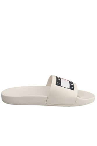 Tommy Jeans Herren Badeschuhe Pool Slide Badelatschen, Weiß (Ecru), 40 EU von Tommy Hilfiger