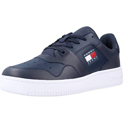 Tommy Jeans Herren Cupsole Sneaker Retro Basket Schuhe, Blau (Twilight Navy), 40 von Tommy Jeans