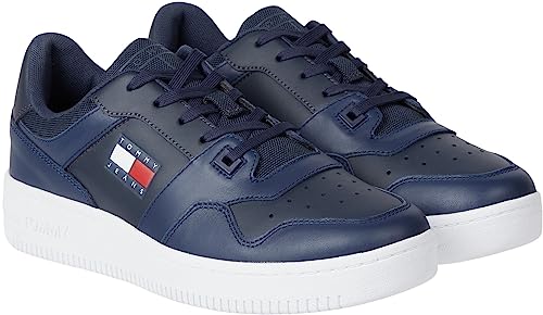 Tommy Jeans Herren Cupsole Sneaker Retro Basket Schuhe, Blau (Twilight Navy), 46 von Tommy Jeans