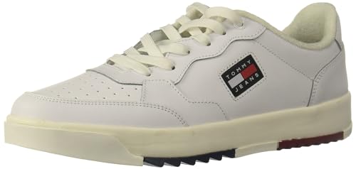 Tommy Jeans Herren Cupsole Sneaker Retro Schuhe, Weiß (White), 44 von Tommy Jeans