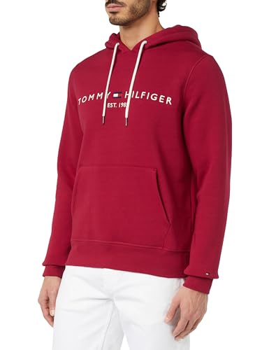 Tommy Hilfiger Herren Hoodie Tommy Logo Hoody mit Kapuze, Rot (Royal Berry), L von Tommy Hilfiger