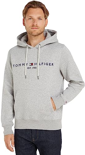 Tommy Hilfiger Herren Hoodie Core Tommy Logo mit Kapuze, Grau (Cloud Heather), L von Tommy Hilfiger