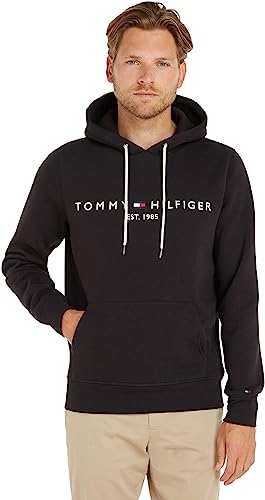 Tommy Hilfiger Herren Hoodie Core Tommy Logo mit Kapuze, Schwarz (Jet Black), M von Tommy Hilfiger