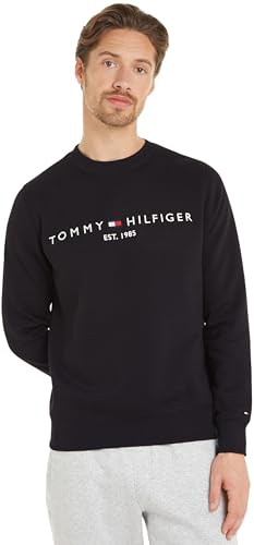 Tommy Hilfiger Herren Sweatshirt Tommy Logo ohne Kapuze, Schwarz (Black), M von Tommy Hilfiger