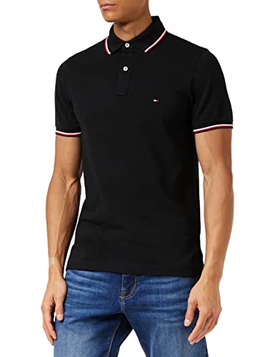 Tommy Hilfiger Herren Poloshirt Kurzarm Core Tommy Tipped Slim Fit, Schwarz (Black), L von Tommy Hilfiger