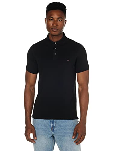 Tommy Hilfiger Herren Poloshirt Kurzarm Core Tommy Tipped Slim Fit, Schwarz (Black), 3XL von Tommy Hilfiger