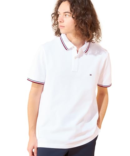 Tommy Hilfiger Herren Poloshirt Kurzarm Core Tommy Tipped Slim Fit, Weiß (White), S von Tommy Hilfiger