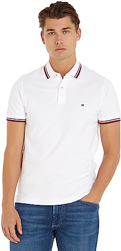 Tommy Hilfiger Herren Poloshirt Kurzarm Core Tommy Tipped Slim Fit, Weiß (White), XXL von Tommy Hilfiger