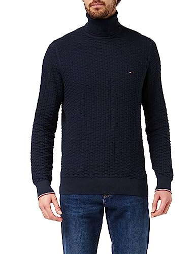 Tommy Hilfiger Herren Exaggerated Structure ROLL Neck MW0MW29109 Pullover, Blau (Desert Sky), XS von Tommy Hilfiger