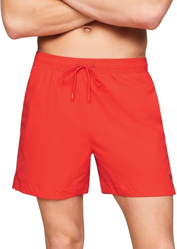 Tommy Hilfiger Herren Badeshorts Medium Drawstring Mittellang, Rot (Daring Scarlet), S von Tommy Hilfiger