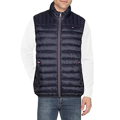 Tommy Hilfiger Herren Leichte, Gesteppte Steppweste (Standard groß) Daunenweste, Mitternacht/Ausflug, einfarbig (Midnight//Getaway Solids), XL von Tommy Hilfiger