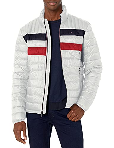 Tommy Hilfiger Herren Ultra Loft Lightweight Packable Puffer Jacket (Standard und Big & Tall) Daunenalternativer Mantel, Eisfarbener Block, M von Tommy Hilfiger