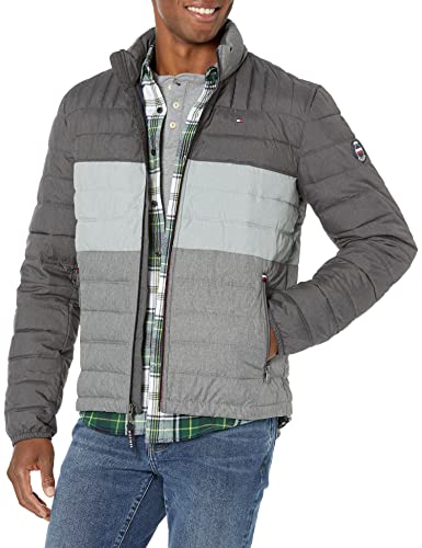 Tommy Hilfiger Herren Ultra Loft leichte verstaubare Pufferjacke (Standard und groß und hoch) Daunenalternative Mantel, Graue Kombination, 3XL von Tommy Hilfiger