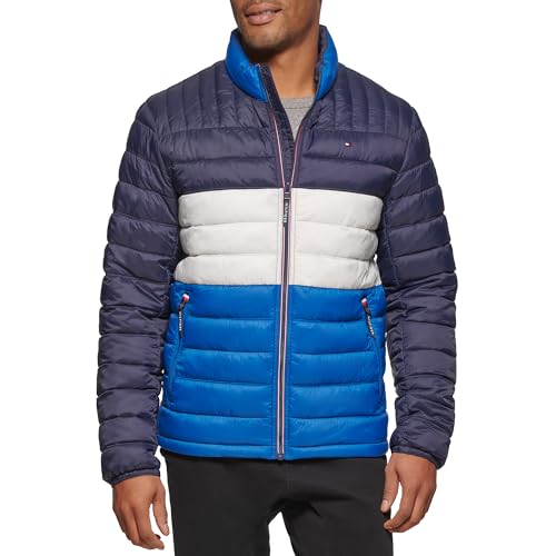 Tommy Hilfiger Herren Ultra Loft Lightweight Packable Puffer Jacket (Standard und Big & Tall) Daunenalternative Mantel, Königsblauer Block, L von Tommy Hilfiger