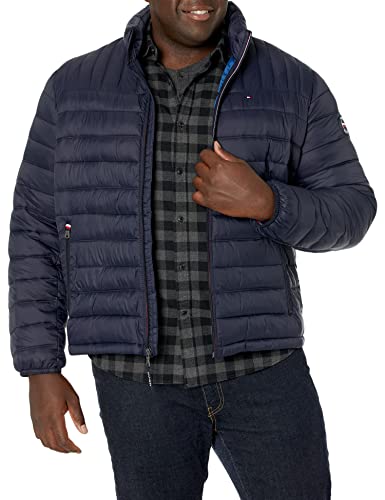 Tommy Hilfiger Herren Ultra Loft verstaubare Pufferjacke Daunenalternative Mantel, Midnight W/Aufnäher, 3X-Large Hoch von Tommy Hilfiger