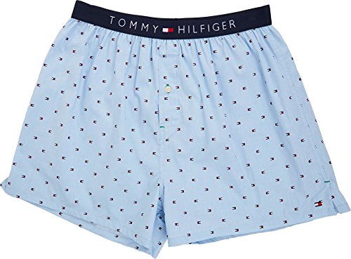 Tommy Hilfiger Herren Unterwäsche Woven Boxers - Blau - Large von Tommy Hilfiger