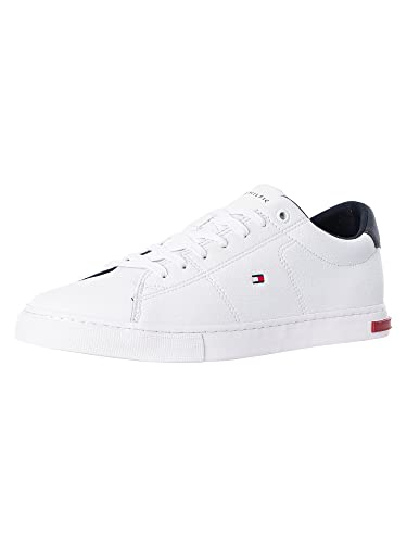 Tommy Hilfiger Herren Sneakers Essential Leather Detail Vulc, Weiß (White), 44 von Tommy Hilfiger