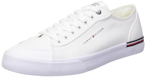 Tommy Hilfiger Herren Vulcanized Sneaker Canvas Schuhe, Weiß (White), 43 von Tommy Hilfiger