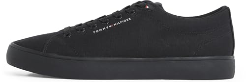 Tommy Hilfiger Herren Vulcanized Sneaker Core Canvas Low Top, Schwarz (Black), 42 von Tommy Hilfiger
