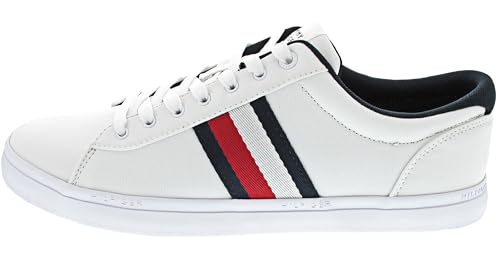 Tommy Hilfiger Herren Vulcanized Sneaker Iconic Stripes Schuhe, Weiß (White), 40 von Tommy Hilfiger