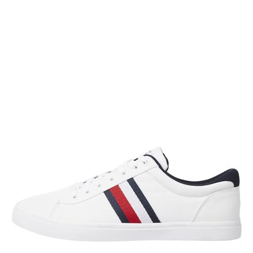 Tommy Hilfiger Herren Vulcanized Sneaker Iconic Stripes Schuhe, Weiß (White), 42 von Tommy Hilfiger