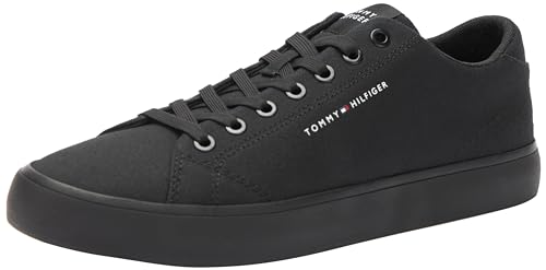 Tommy Hilfiger Herren Vulcanized Sneaker Th Hi Vulc Low Canvas Schuhe, Schwarz (Black), 43 von Tommy Hilfiger