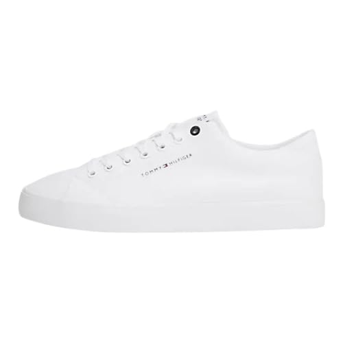 Tommy Hilfiger Herren Vulcanized Sneaker Th Hi Vulc Low Canvas Schuhe, Weiß (White), 40 von Tommy Hilfiger