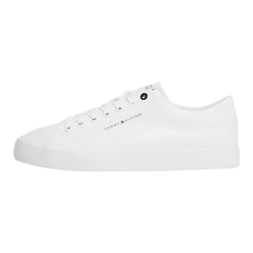 Tommy Hilfiger Herren Vulcanized Sneaker Th Hi Vulc Low Canvas Schuhe, Weiß (White), 46 von Tommy Hilfiger