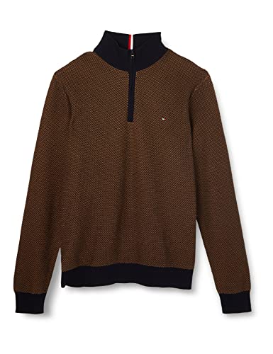 Tommy Hilfiger Herren 2-Tone Zip Mock MW0MW28041 Pullover, Blau (Desert Sky/Desert Khaki), 3XL von Tommy Hilfiger