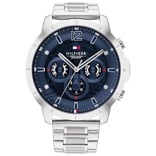 Tommy Hilfiger Multi Zifferblatt Quarz Uhr für Herren mit Silbernes Edelstahlarmband - 1710492 von Tommy Hilfiger