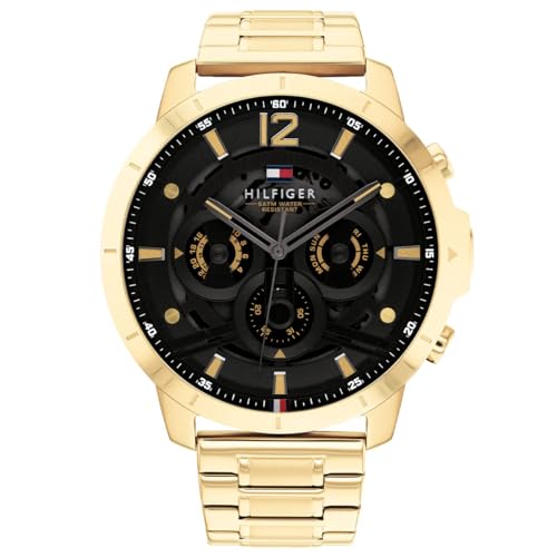 Tommy Hilfiger Multi Zifferblatt Quarz Uhr für Herren mit Gelbgoldfarbenes Edelstahlarmband - 1710511 von Tommy Hilfiger