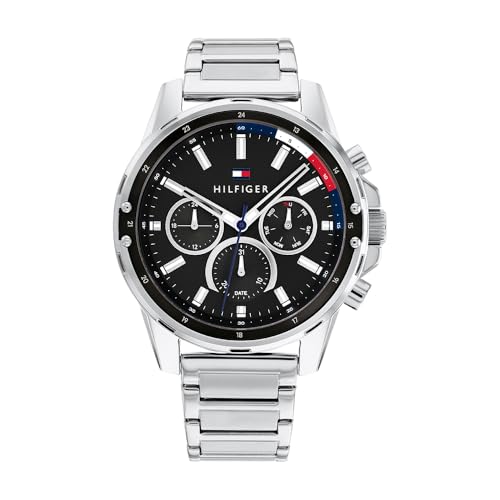Tommy Hilfiger Multi Zifferblatt Quarz Uhr für Herren mit Silbernes Edelstahlarmband - 1791936 von Tommy Hilfiger