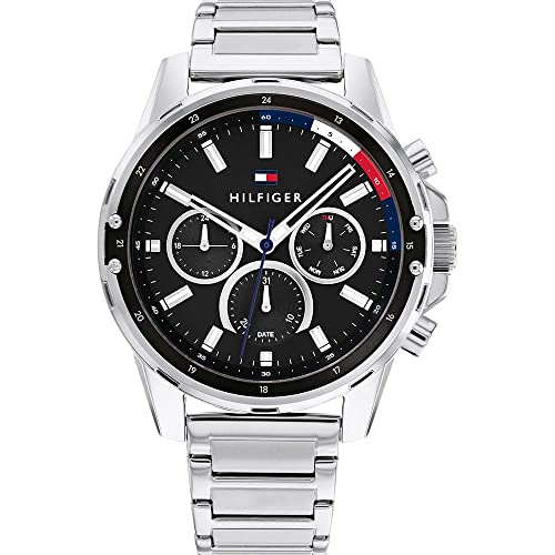 Tommy Hilfiger Multi Zifferblatt Quarz Uhr für Herren mit Silbernes Edelstahlarmband - 1791936 von Tommy Hilfiger