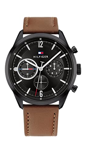 Tommy Hilfiger Multi Zifferblatt Quarz Uhr für Herren mit Braunes Lederarmband - 1791942 von Tommy Hilfiger