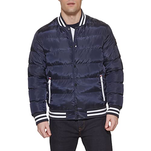 Tommy Hilfiger Herren gesteppte Varsity Puffer Bomber, Midnight, L von Tommy Hilfiger