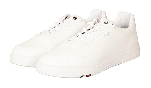 Tommy Hilfiger Herrenschuhe TH Sneaker Sportschuh Artikel FM0FM04292 modernes Cupsole-Leder, YBR White/Bianco, 44 von Tommy Hilfiger