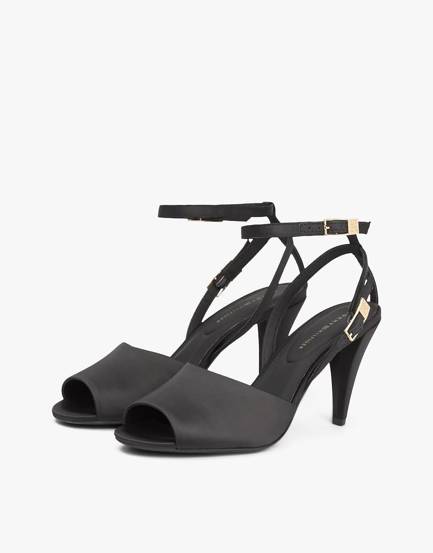 Tommy Hilfiger - High Heels mit Satin in Schwarz und zwei Schnallen von Tommy Hilfiger