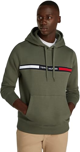 Tommy Hilfiger Herren Hoodie Chest Insert mit Bauchtasche, Grün (Battle Green), S von Tommy Hilfiger