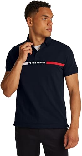 Tommy Hilfiger Herren Poloshirt Kurzarm Chest Insert Regular Fit, Blau (Desert Sky), L von Tommy Hilfiger