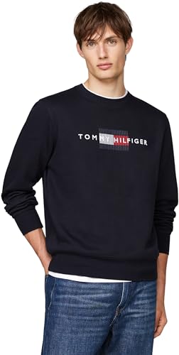 Tommy Hilfiger Herren Sweatshirt Flag ohne Kapuze, Blau (Desert Sky), 3XL von Tommy Hilfiger