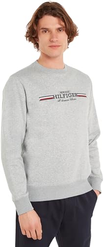 Tommy Hilfiger Herren Sweatshirt Rundhalsausschnitt, Grau (Light Grey Heather), XXL von Tommy Hilfiger