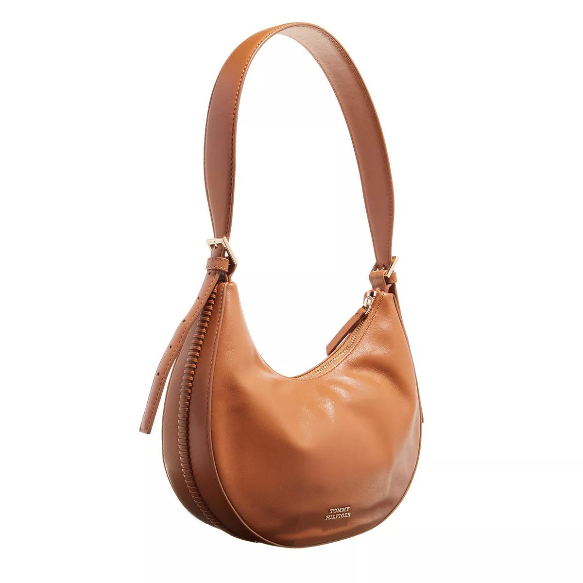 Tommy Hilfiger Hobo Bag - Crest Leather Shoulder Bag - Gr. unisize - in Cognacbraun - für Damen von Tommy Hilfiger