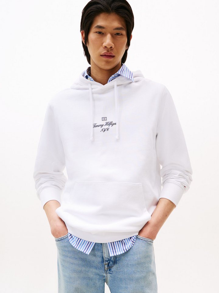 Tommy Hilfiger Hoodie OUTLINE FLAG SCRIPT HOODIE mit kontrastfarbener Stickerei von Tommy Hilfiger