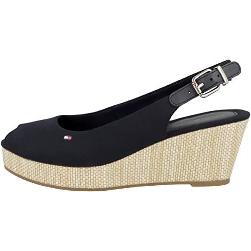 Tommy Hilfiger ICONIC ELBA SLING BACK Wedge, Peeptoe Sandalen, Blau (Desert Sky DW5), 41 EU (7 UK) von Tommy Hilfiger