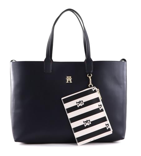 Tommy Hilfiger Damen Iconic Tommy Tote SOLID Stripe AW0AW14767 Tragetasche, Blau (Space Blue) von Tommy Hilfiger